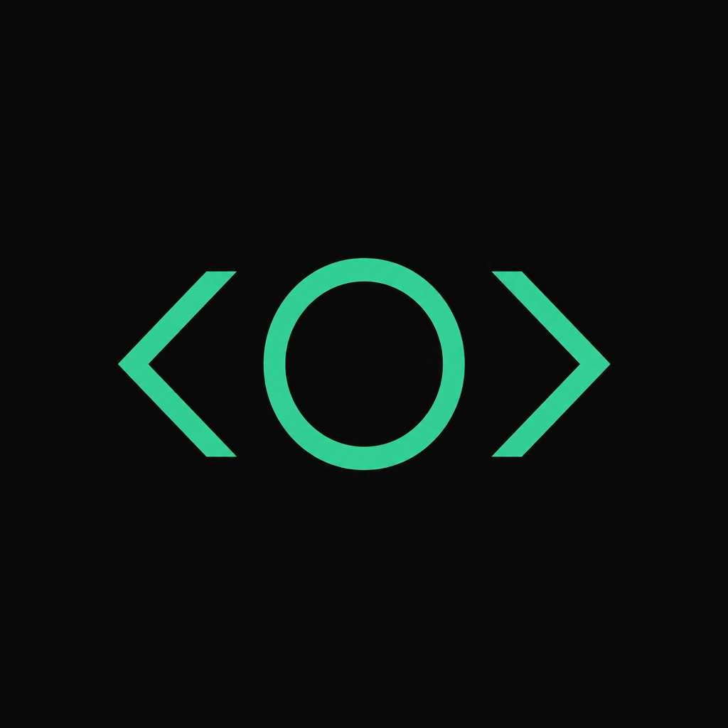 Canonical: an emerald eye formed by an O and inward-facing brackets